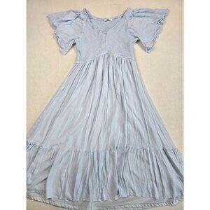 In Loom Light Blue Womens Boho Maxi Dress Size Small Fairy Flowy Flutter Sleeves